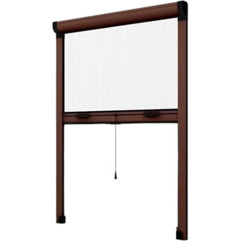 Zanzariera avvolgibile verticale per esterno e interno in alluminio marrone - 120x160 cm (1/2)