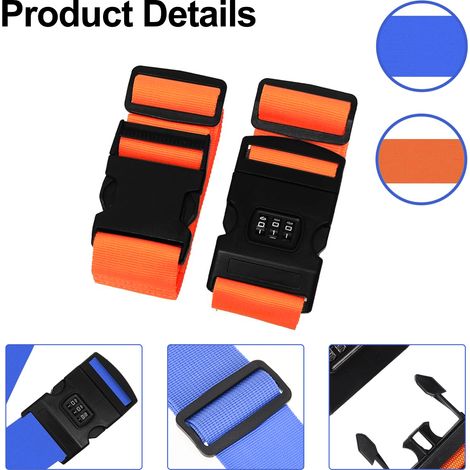 Luggage Strap - Adjustable Lockable Polyester Strap - For Suitcases Up To 81 Cm - 4 Pack (1/5)