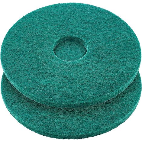 Lot de 2 tampons à récurer verts de 30 cm (12 pouces) pour le nettoyage commercial des polisseuses orbitales - Entretien - Non tissé (1/4)