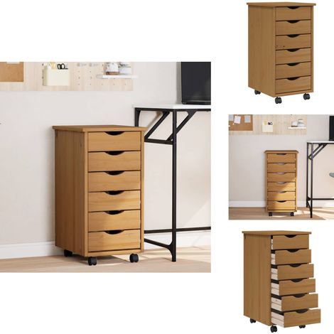 Rollschrank mit Schubladen MOSS Honigbraun Massivholz Kiefer - Schreibtischorganizer - Bürostuhl - Regalsystem - Mobiliar - Sideboard (1/5)