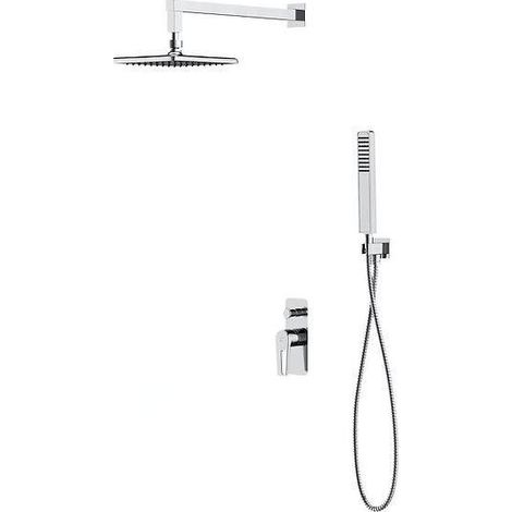 Cersanit Mille - Set de douche avec mitigeur encastré, avec corps d’encastrement, 20x20 cm, chrome S952-012 (1/3)