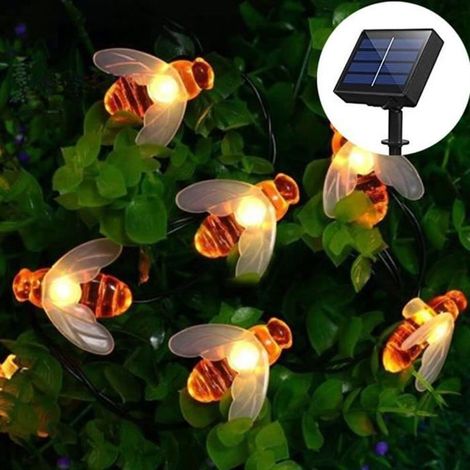 Guirlande solaire extérieur led 5m 20Led - Abeilles Blanc chaud