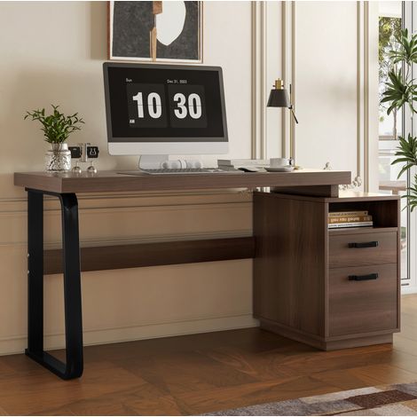 Schreibtisch Computertisch Aufbewahrung 135x54 Braun OKMYHOME (1/5)