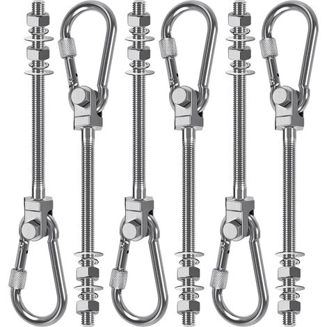 Lot de 6 Crochets de balançoire Robustes en Acier Inoxydable d'une capacité de 680,4 kg pour Poutre en Bois/Acier, matériel de balançoire de Porche de 17,8 cm x M2/12,7 cm pour Aire de Jeux (1/5)