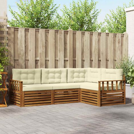 vidaXL Outdoor-Sofagarnitur mit Kissen 4 pcs Natur und Creme (1/5)
