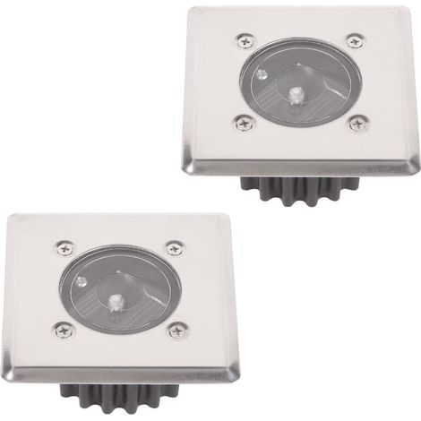 2er-Set LED-Solar-Bodeneinbaustrahler – Quadratisch – 8,5 x 8,5 cm – Edelstahl – 2 Einbaustrahler – IP44 (1/5)