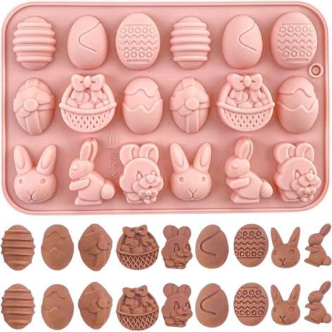 Stampo in silicone per Pasqua, ideale per pasta di zucchero, cioccolato, uova di Pasqua, coniglietto pasquale, attività culinarie con i bambini, coniglio, lavabile in lavastoviglie, uovo di Pasqua, 18 (1/5)