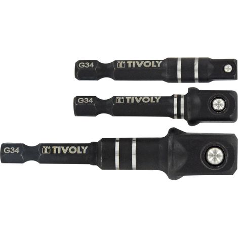 Tivoly • Set di 3 adattatori HEXA 6.35MM IMPACT per prese quadrate femmina 1/2" 3/8" 1/4" 