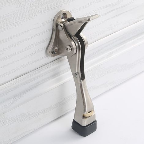 Butées de porte intérieures, lot de 2 butées de porte à enfoncement avec hauteur réglable en une seule touche et embout en caoutchouc de 10 cm, butées de porte pour sol, cale-porte robuste (1/5)