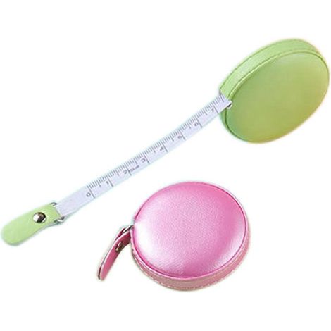 Lot de 2 mètres ruban souples rétractables pour le corps, ruban de couture à double échelle, idéal pour la confection de vêtements, le tricot et les travaux manuels - Vert + Rose (1/5)