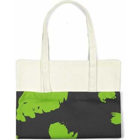 Sac Shopping - Coton Toile - Vert - Porté Épaule - 34x40 Cm - 1 Pièce (1/4)