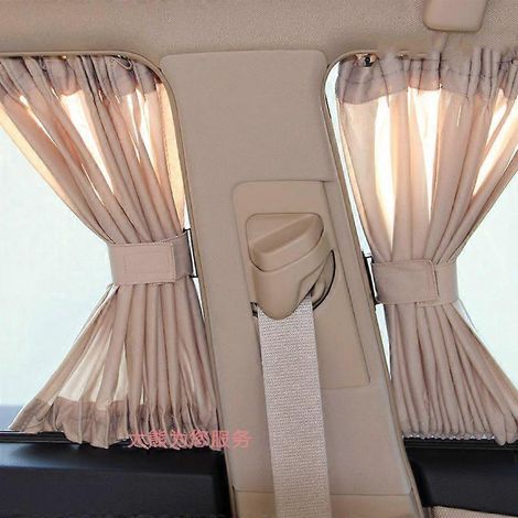 Pare-soleil rétractable pour vitres de voiture avec protection UV, 50 x 47 cm, beige, 1 paire (1/5)