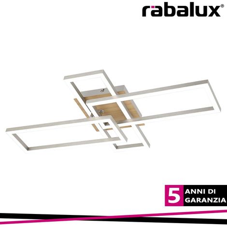ASHTON, LED CEILING LAMP,SATIN CHROME WITH WOOD PEINTED BASE (1/3)