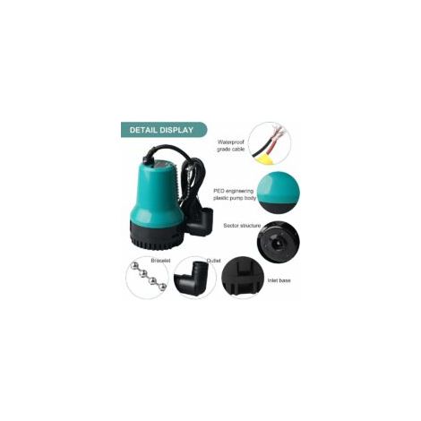 Pompe à Eau Pompe Vide Cave DC 24V 50W 4500L/H Pompe Immergée pour Puit Pompe Vide Piscine Pompe Submersible pour Piscine, Cave, Étang avec Câble de 2,5M Pince