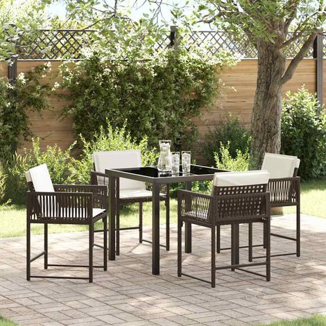 Garten Essgruppe 5 pcs Braun Poly-Rattan (1/5)