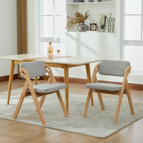 Chaises pliantes empilables hêtre gris lot de 2 60x52x78cm, assise rembourrée, chaises d'appoint cuisine bureau fêtes pique-niques (1/5)