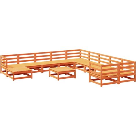 Maison Exclusive - Juego de sofás de jardín 12 pzas madera maciza (1/5)