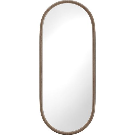 Specchio ovale in legno di hevea - L. 50 x H. 120 cm - Naturale - SHAXI