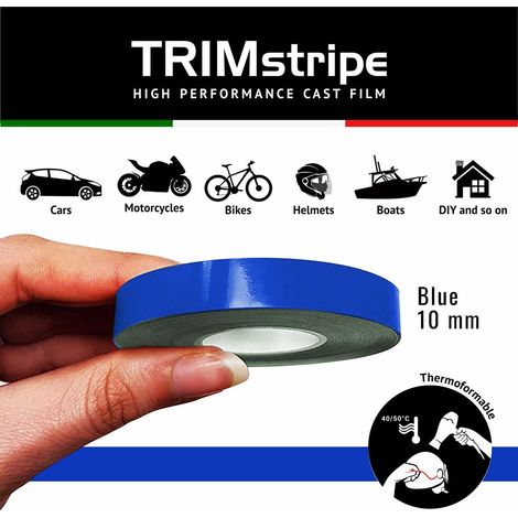 Trim Stripe Strisce Adesive per Auto, Blu - Dimensione: 10 MM X 10 MT
