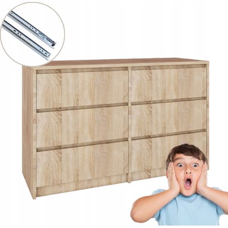 Cassettiera con 6 cassetti Rovere Sonoma Funzionalità/Stile 120x75,2 x 43 cm (1/5)