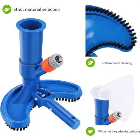 Aspirateur Piscine , Nettoyeur sous Vide Portable amélioré avec Brosse et Sac , pour Piscine Hors Sol , Aspirateur Accessoires De Nettoyage pour Spa étang Piscine Fontain (1/3)