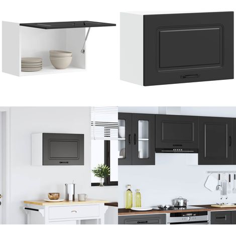 vidaXL Armoire murale de cuisine Kalmar noir bois d'ingénierie (1/5)