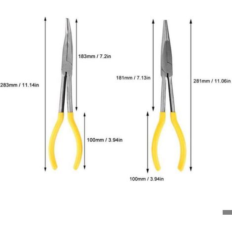 3pcs Pinces à Bec Long en Acier au Carbone Pinces Extra Longues avec Pointe Droite Coudée Pour Électriciens Craft Outil Set (1/4)
