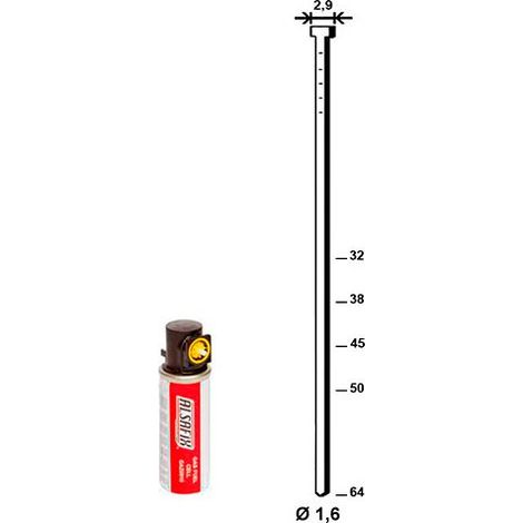 Pack de 2 000 pointes brads INOX en bande 20° D. 1,6/2,9 x L. 64 mm + 2 cartouches de gaz jaune GAZ0020 - PO62388 Alsaf
