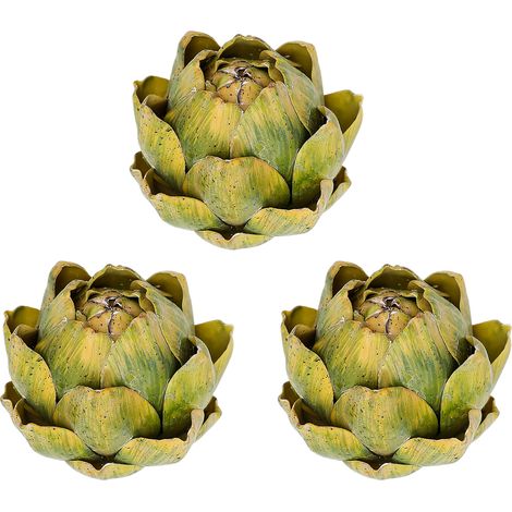 Ensemble de 3 plantes succulentes artificielles comprenant une tête d'ananas, un lys français, un artichaut et d'autres éléments décoratifs pour le salon, la salle à manger et l'entrée (grande taille, (1/2)