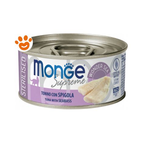 Monge Supreme Cat Adult Serilised Tonno con Spigola  - Monge Supreme Cat Adult Serilised Tonno con Spigola - Lattina Da 80 Gr