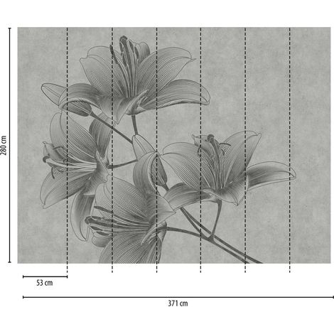 A.S. Creation Fototapete Livingwalls The Wall 382781 Ein Motiv pro Rolle 3.71 x 2.80 m Blumenoptik Grau (1/3)