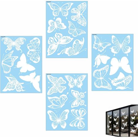 24 Pièces Autocollants de Fenêtre Papillon Autocollant Anti-Collision Oiseaux Protection de Porte en Verre pour Empêcher l'Impact d'Oiseau sur Porte et Fenêtre (1/5)