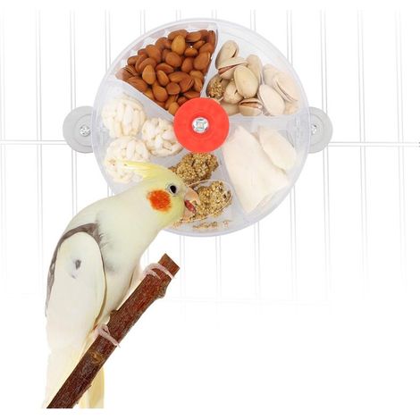Bird Creative Foraging System Wheel Seed Food Ball Rotate Training Toy for Small and Medium Parrots Parakeet Cockatiel Conure (Clear)