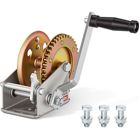 VEVOR Treuil Manuel sans Cable ni Sangle 726 kg, Treuil Remorque Bateau, avec Cliquet Bidirectionnel et Manivelle Antiderapante, pour Remorquage et Deplacement de Charges, Rapport deEngrenage 4:1 (1/5)
