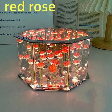 Lampe miroir à tulipes DIY, veilleuse 3D faite à la main, cadeau d'anniversaire avec lampe à tulipes LED (1/4)