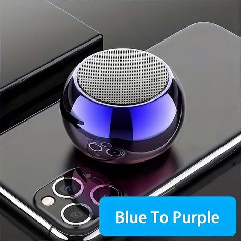 Enceinte sans fil portable (bleu à violet) avec caisson de basses intégré, mini enceinte Bluetooth 5.0 compacte pour TV, PC, smartphones, fêtes en extérieur (1/5)
