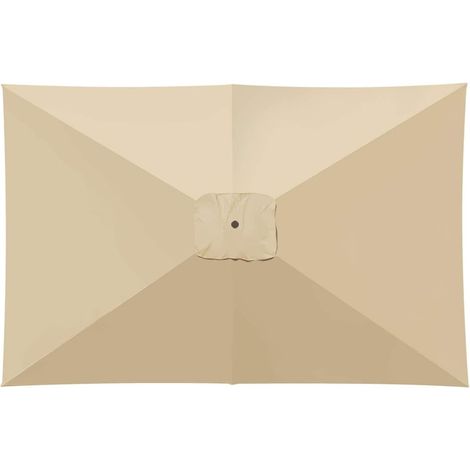 Telo di ricambio per ombrellone rettangolare da esterno, in tessuto, per patio, parasole, impermeabile, per struttura a 6 stecche, dimensioni 2,1 x 1,4 m, colore beige. (1/5)