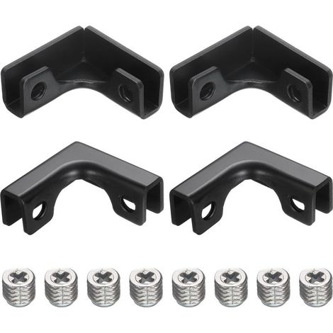 4Pcs Attache Fixation Verre, Pour 3-7mm Support Fixation Verre En L, Attache Renforcée En Alliage D'Aluminium Pour Vitrine, Aquarium (Noir) (1/5)