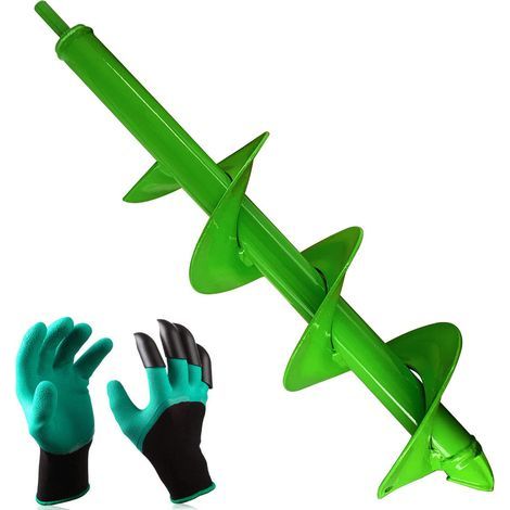 GENERIC-Taladro de jardín, Taladro de jardín con cabezal en espiral resistente, Vástago hexagonal de acero inoxidable, Taladro de 10 cm x 40 cm, Herramienta de plantación conveniente para plantar flo (1/5)