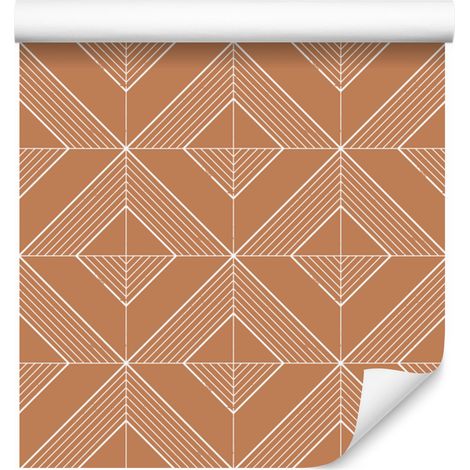 Papier peint géométrique à losanges orange et pêche 50x1000 cm (1/5)