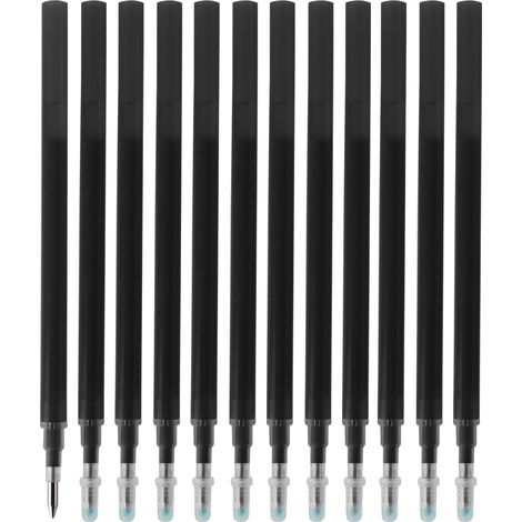 12 Pièces Recharges pour Stylo Gel Effaçable, Recharge Stylo Pointe, Pointe Fine 0.7 mm, Encre Noir Intense, Séchage Rapide pour Écriture Lisse et Sans Bavures