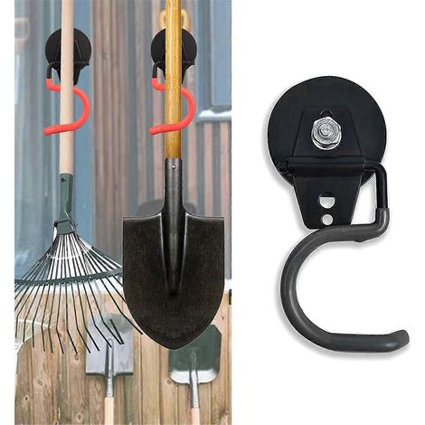 Magnetischer Besenhalter aus Eisen für Gartengeräte, Hackenhalter, schwarz