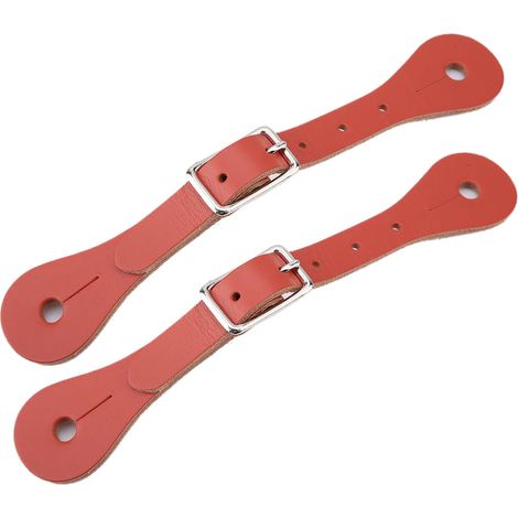 1 paire d'accessoires d'équitation faits à la main en cuir véritable, sangle d'éperon équestre (marron) (1/5)