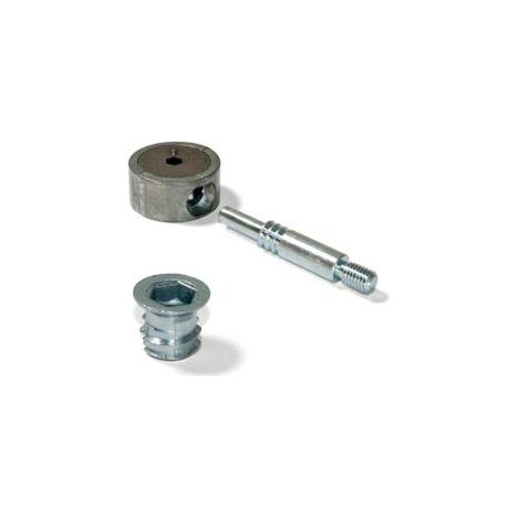 Emuca Cazoleta de unión de muebles + perno y tuerca M8, D. 35 mm, tablero 20 mm, Acero y zamak, 10 ud. -