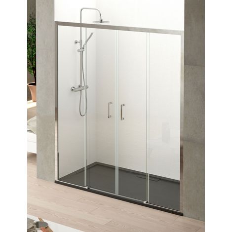 Mampara de Ducha Frontal - 2 Hoja Fija + 2 Puerta Corredera - Modelo Fravia 4 (adaptable de 137,5 a 141,5 cm)