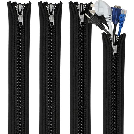 4 Pièces au Total Gaine Cable, 2 m, 30 mm de Diamètre, avec Fermeture éclair, Pratique, Durable, Sûr, 0,5 m par Pièce
