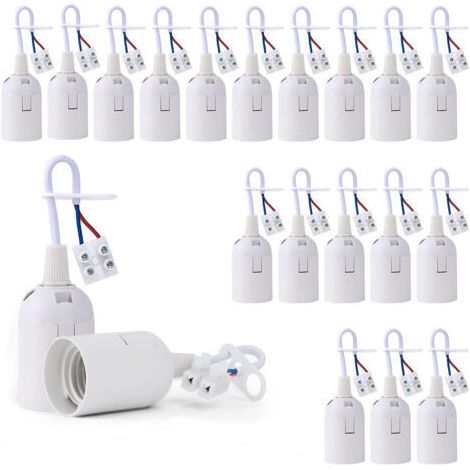 20 Pièces Douille de Lampe E27 Support Ampoule avec Testeur de Phase, Base de Lumière Douille de Suspension Douille de Chantier Rénovation Douille de Rechange Douille de Bâtiment avec Câ (1/5)