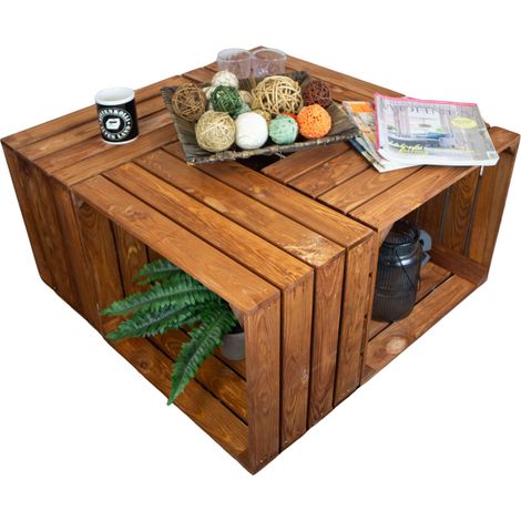 4er Set Holzkiste ocker Obstkisten Dekoration Couchtisch Apfelkisten Holzkiste (1/5)