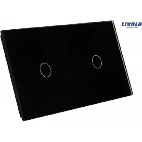 Panel doble de cristal negro Livolo 7011-62 Interruptor 1+1 (1/3)