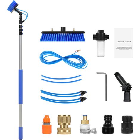 Mophorn – Kit de perche alimentée en eau pour nettoyage panneaux solaires – Manche télescopique 6 m – Tête rotative 180° – Tuyau 20 m (1/5)